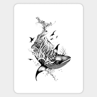 Whale Wild Animal Nature Illustration Art Tattoo Magnet